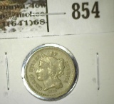 1868 3 Cent Nickel, F/VF, value $25
