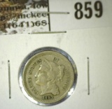 1881 3 Cent Nickel, VF, value $30