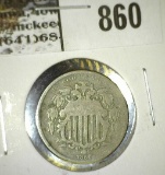 1866 Shield Nickel, G, value $30
