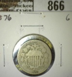 1876 Shield Nickel, G, value $40