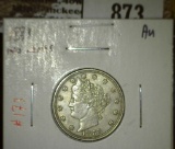 1883 no Cents V Nickel, AU, value $18