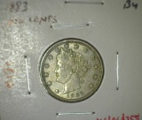 1883 no Cents V Nickel, BU, MS60 value $35, MS63 value $50