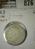 1883 with Cents V Nickel, G, value $20