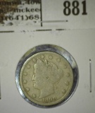1890 V Nickel, G+, value $10