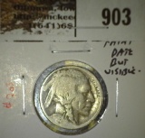 1916-S Buffalo Nickel, G, faint date but visible, value $10