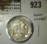1926 Buffalo Nickel, AU, full horn with luster, value $20