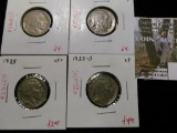 Group of 4 Buffalo Nickels, 1934 VF, 1934-D F, 1935 VF+ & 1935-S XF, group value $14