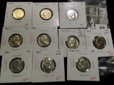 Group of 10 Jefferson Nickels, 1962, 1962-D, 1963, 1963-D, 1964, 1964-D, 1965, 1966, 1967, & 1968-D,