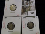 Group of 3 Barber Dimes, 1897, 1898, 1899, all grade G, group value $12