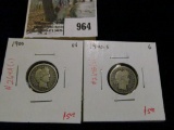 Group of 2 Barber Dimes, 1900 VG & 1900-S G, group value $10