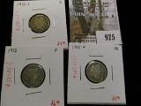 Group of 3 Barber Dimes, 1912 F, 1912-D VG & 1912-S G, group value $15
