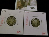 Group of 2 Barber Dimes, 1916 VG+ & 1916-S VG, group value $10