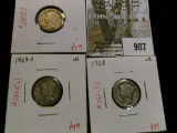 Group of 3 Mercury Dimes, 1927 F, 1927-S VG & 1928 VG, group value $10+