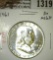 1961 Franklin Half, BU MS63+, value $18