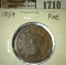 1854 Large Cent, Fine.