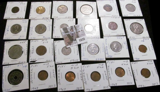 Large group of carded Foreign Coins ready for the coin Show.
