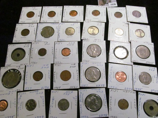 (30) carded, catlogued and researched Fiji Coins, all ready for the coin show.