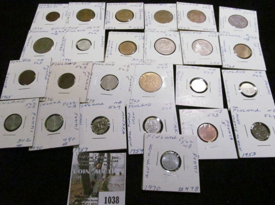 (1) Falkland Islands; & (24) various Coins from Finland, all researched and catalogued, ready for th