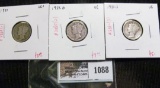 Group of 3 Mercury Dimes, 1931 VG+, 1931-D VG & 1931-S VG, group of better/tougher dates, group valu
