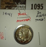 1941 Mercury Dime, BU MS64+ toned MONSTER, nice coin! Value $20+