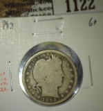 1892 Barber Quarter, G+, value $9