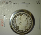 1907 Barber Quarter, VG, value $10