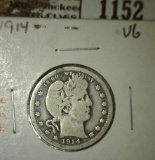 1914 Barber Quarter, VG, value $10