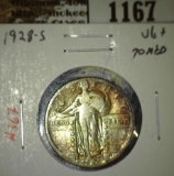 1928-S Standing Liberty Quarter, VG+ toned, value $8