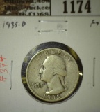 1935-D Washington Quarter, F+, value $8