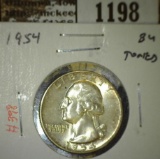 1954 Washington Quarter, BU toned, value $15