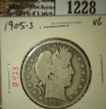 1905-S Barber Half, VG, value $19