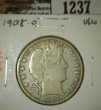 1908-O Barber Half, VG10, value $20