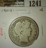 1911-S Barber Half, VG, value $20