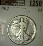 1917 Walking Liberty Half, G+, value $18