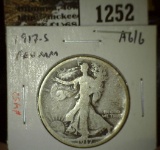 1917-S reverse mint mark Walking Liberty Half, AG/G, G value $18