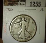 1920 Walking Liberty Half, VG, value $19