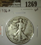 1936-D Walking Liberty Half, VF, value $16