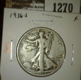 1936-S Walking Liberty Half, F, value $11