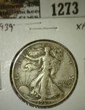 1939 Walking Liberty Half, XF, value $18