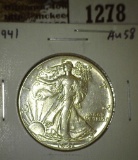 1941 Walking Liberty Half, AU58, value $35