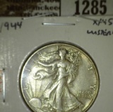 1944 Walking Liberty Half, XF45 with luster, value $19