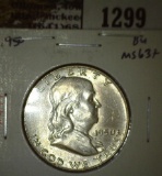 1950 Franklin Half, BU MS63+, value $35+