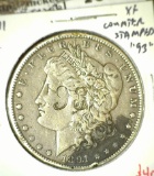 1891 Morgan Dollar, XF, Counterstamped 