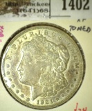 1921-D Morgan Dollar, XF toned, value $34