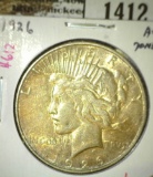 1926 Peace Dollar, AU toned, value $37