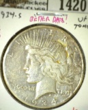 1934-S Peace Dollar, VF, better date, value $80