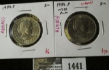 2 SBA Dollars, both 1979-P, wide rim/close date (SCARCE, acknowledged variety in Redbook) and narrow