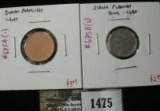 Pair of error / blank planchet coins, cent & dime planchets, group value $5+