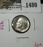 1954 Roosevelt Dime, BU with clipped planchet error, value $18+