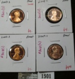 Group of 4 Proof Lincoln Cents, 2003-S, 2004-S, 2007-S & 2008-S, group value $16+